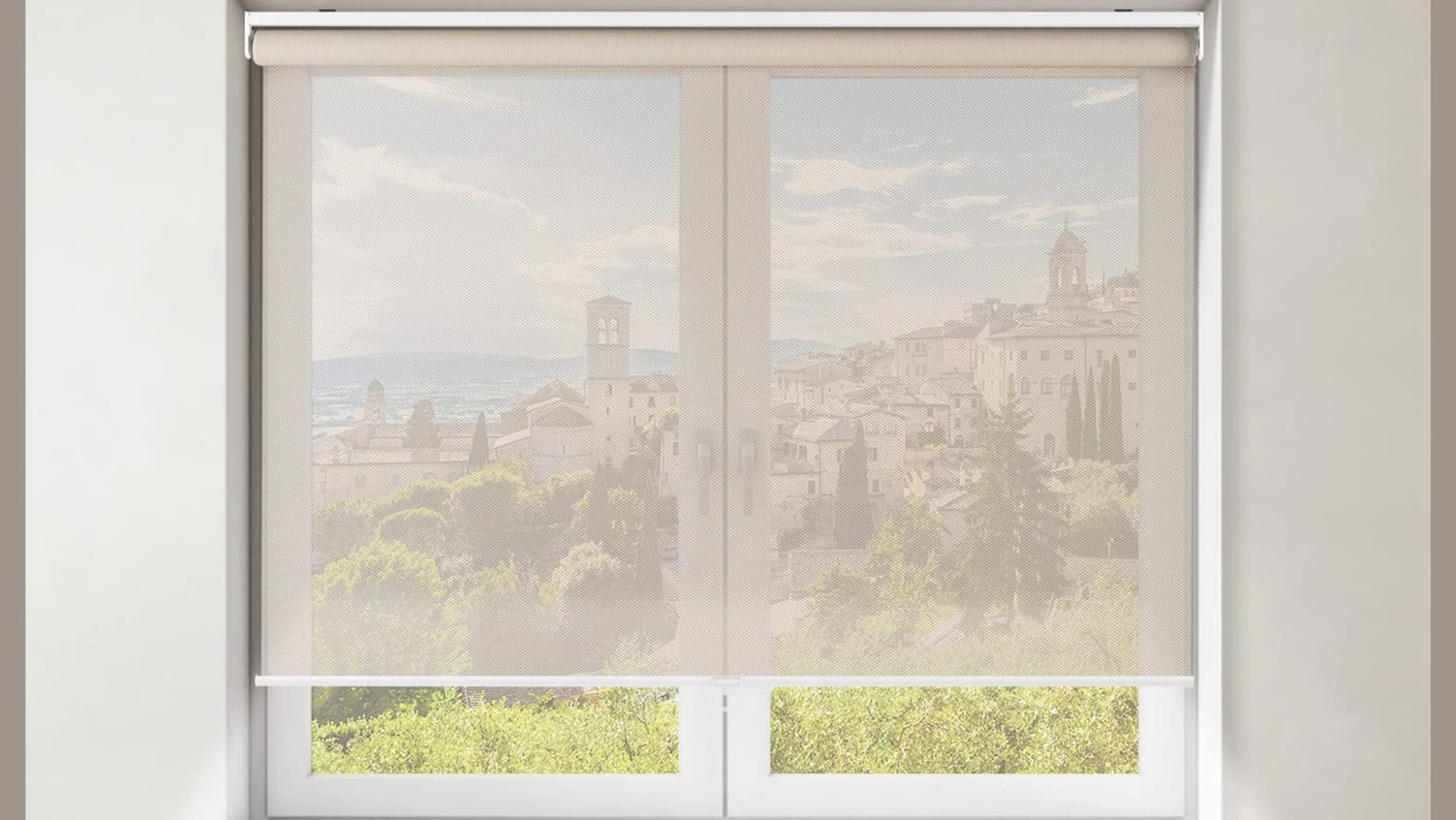 Window shades providing sun protection on a bright south-facing window