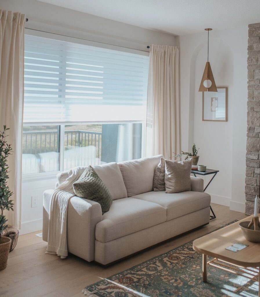 Whole-home custom blinds install in a Heritage Hills Sherwood Park estate by Novo Blinds