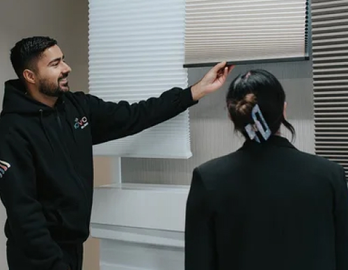 Novo Blinds custom window coverings — Alberta-made roller shades, zebras, and drapery