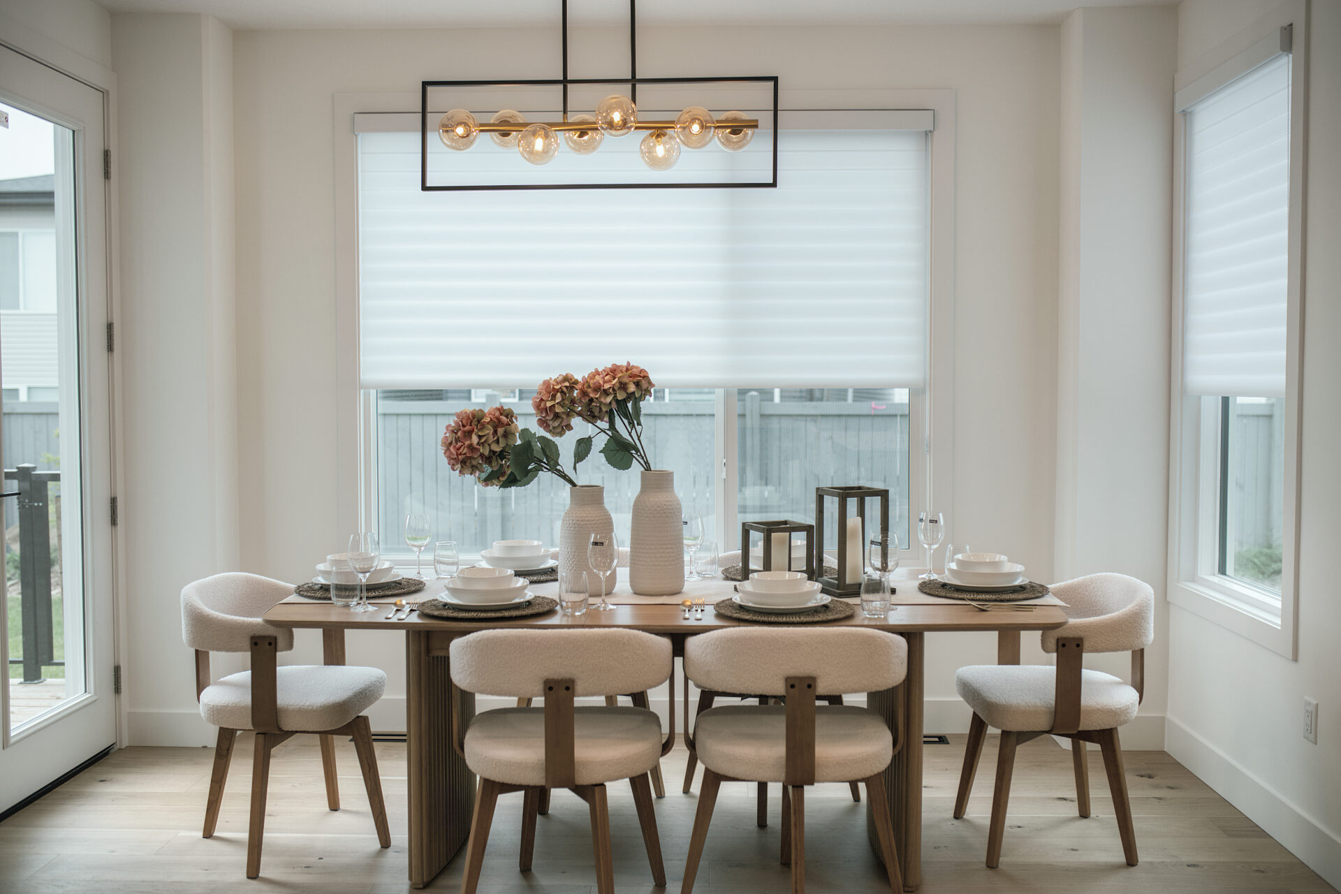 Living and eating area residential roller blinds