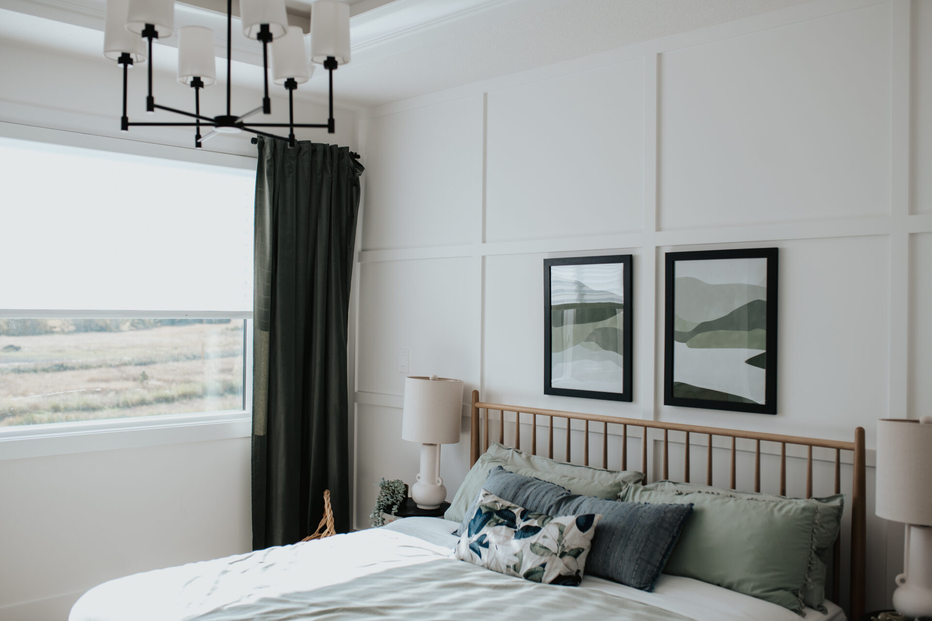 Custom residential bedroom blinds in a modern Edmonton suite