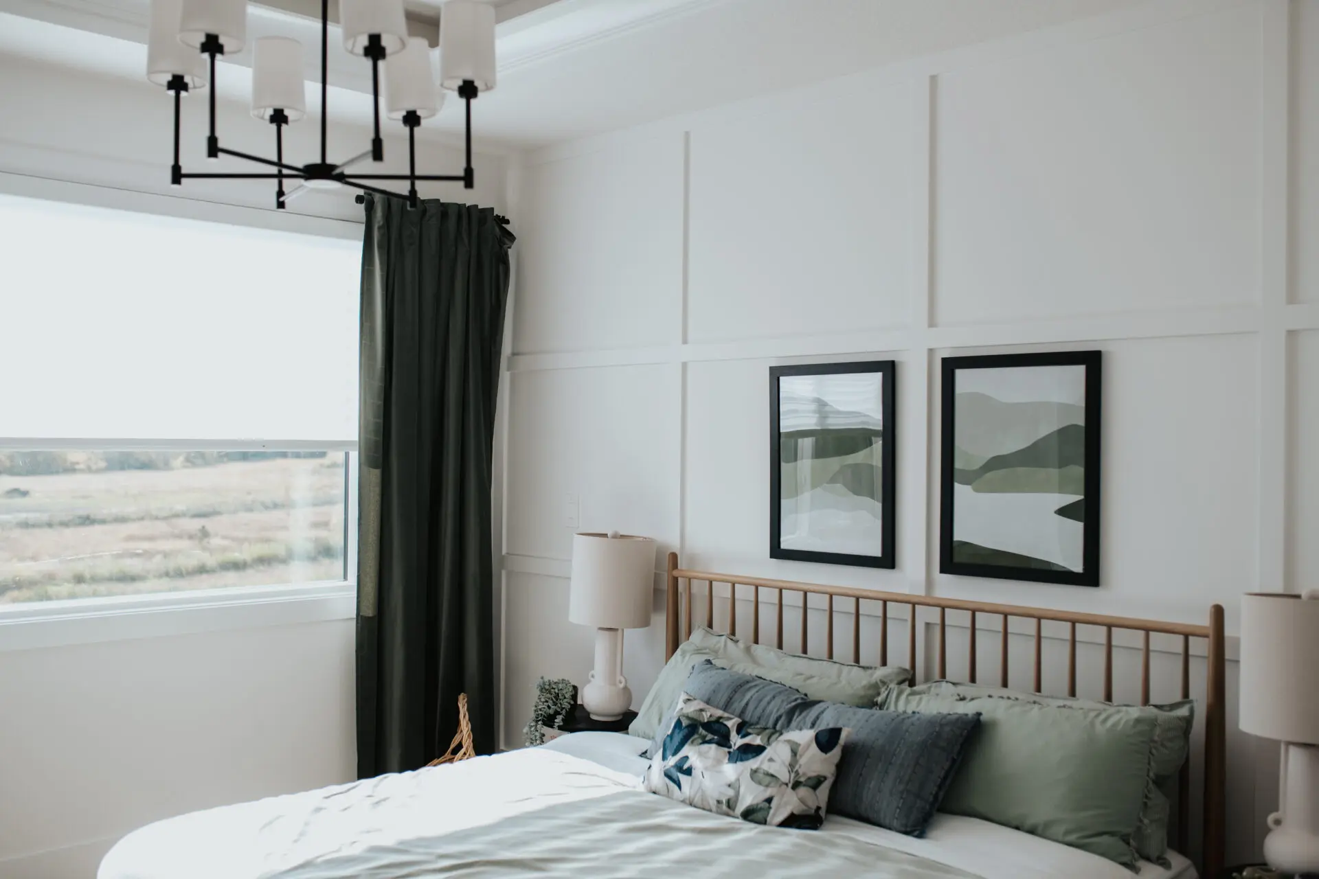 Custom blinds in an Edmonton master bedroom