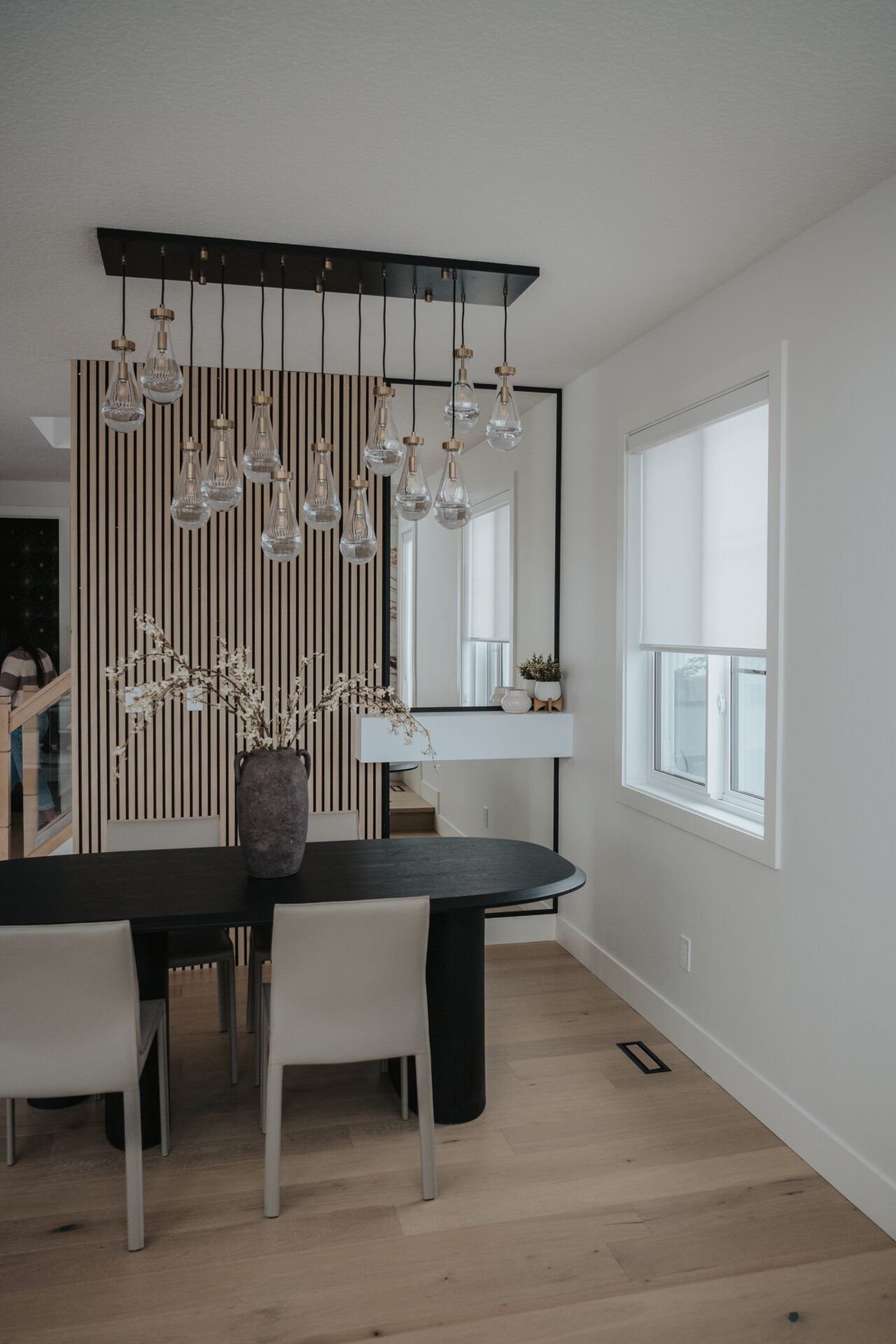 Stylish residential window blinds for a modern Edmonton dining space