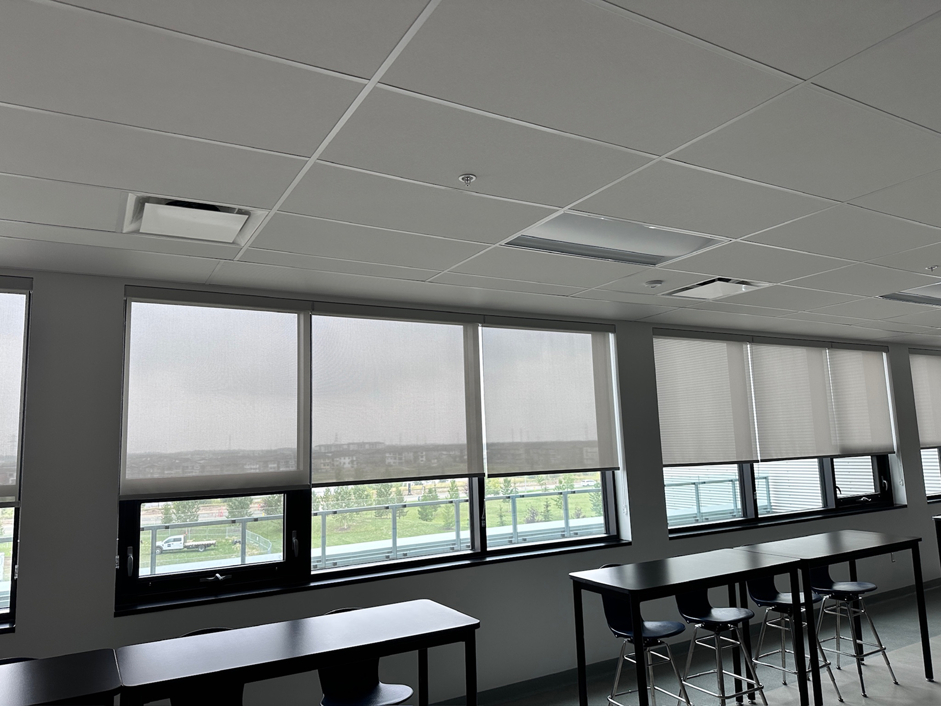 Commercial blinds gallery featuring Novo Blinds school roller blinds