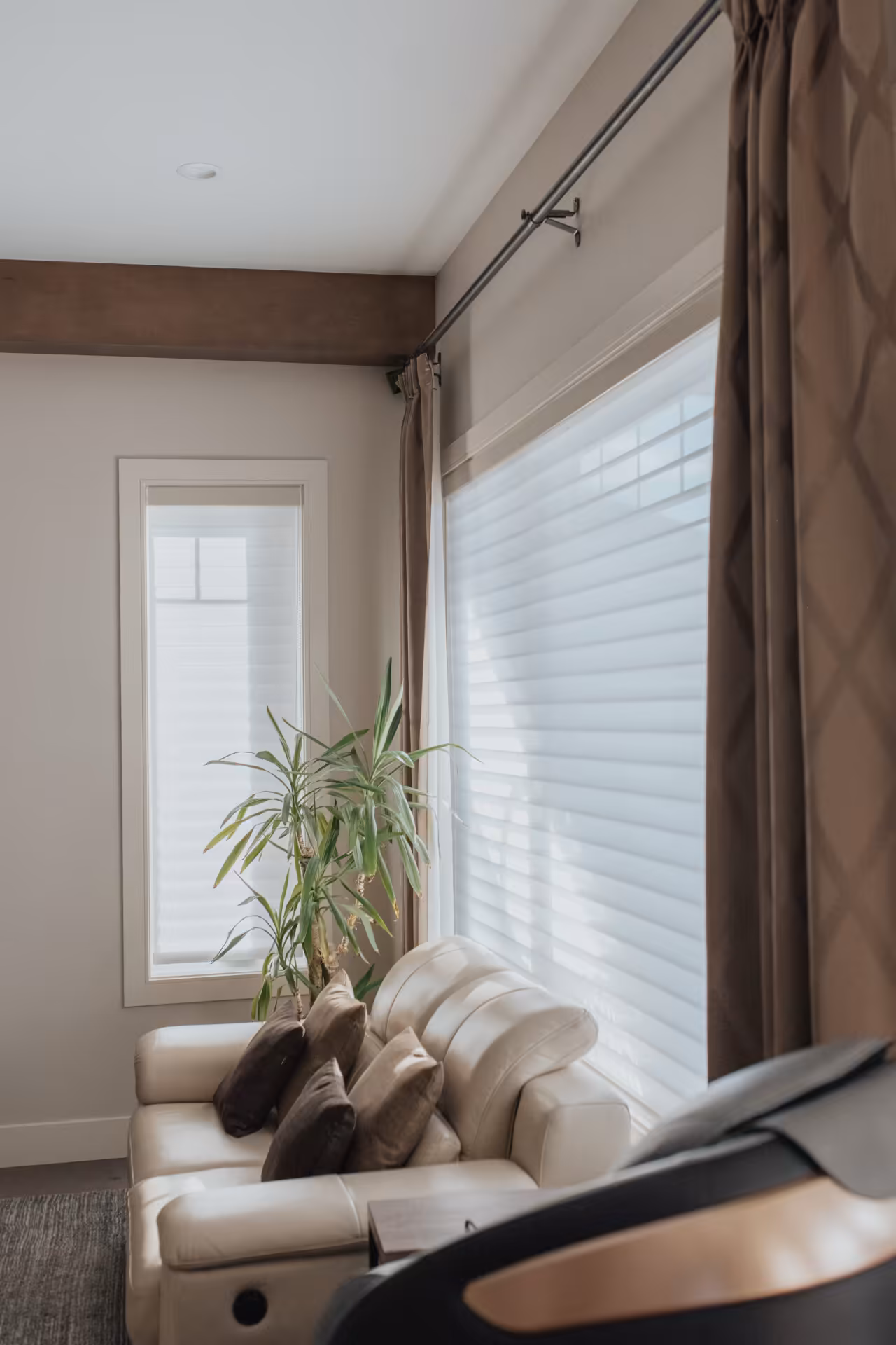 Zebra shades in an Edmonton living area