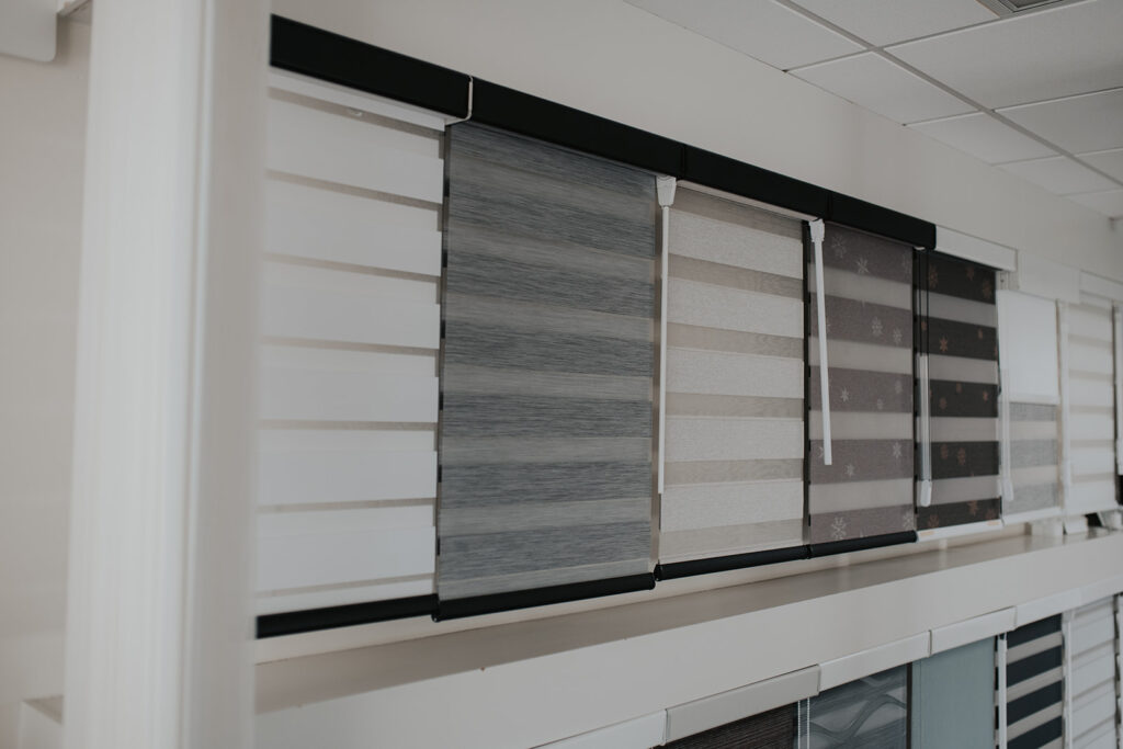 Zebra blinds and drapery package by Novo Blinds in a Leduc estate home