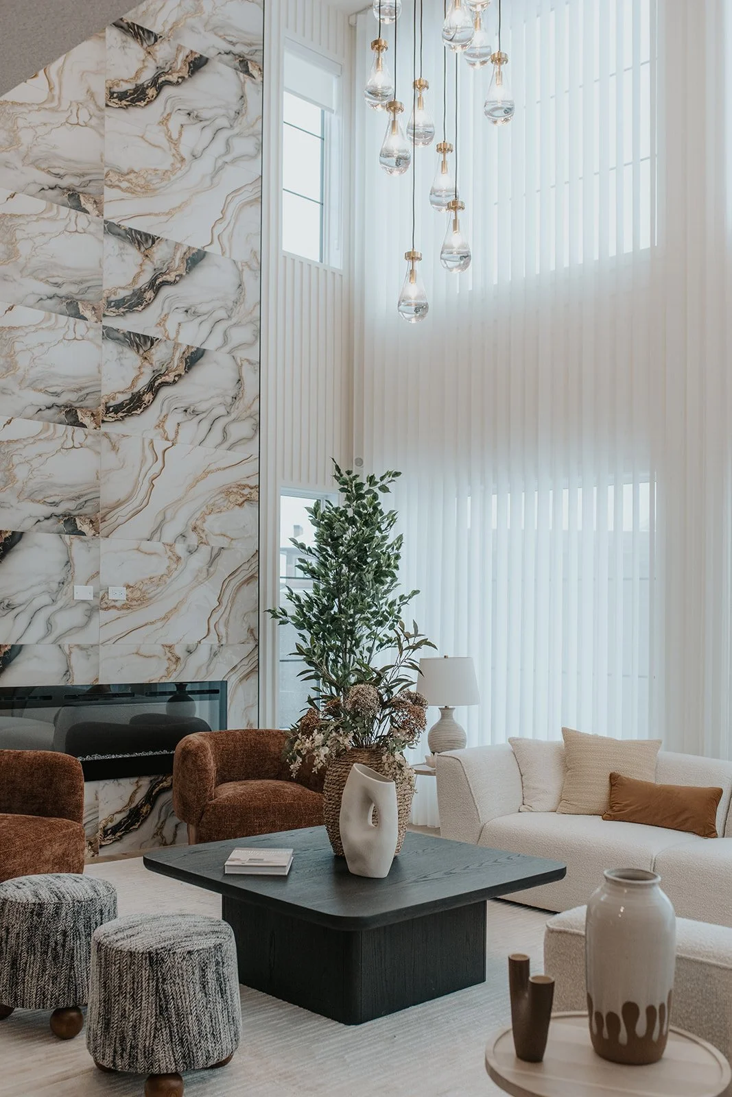 Durable vertical sheer curtains for tall spaces