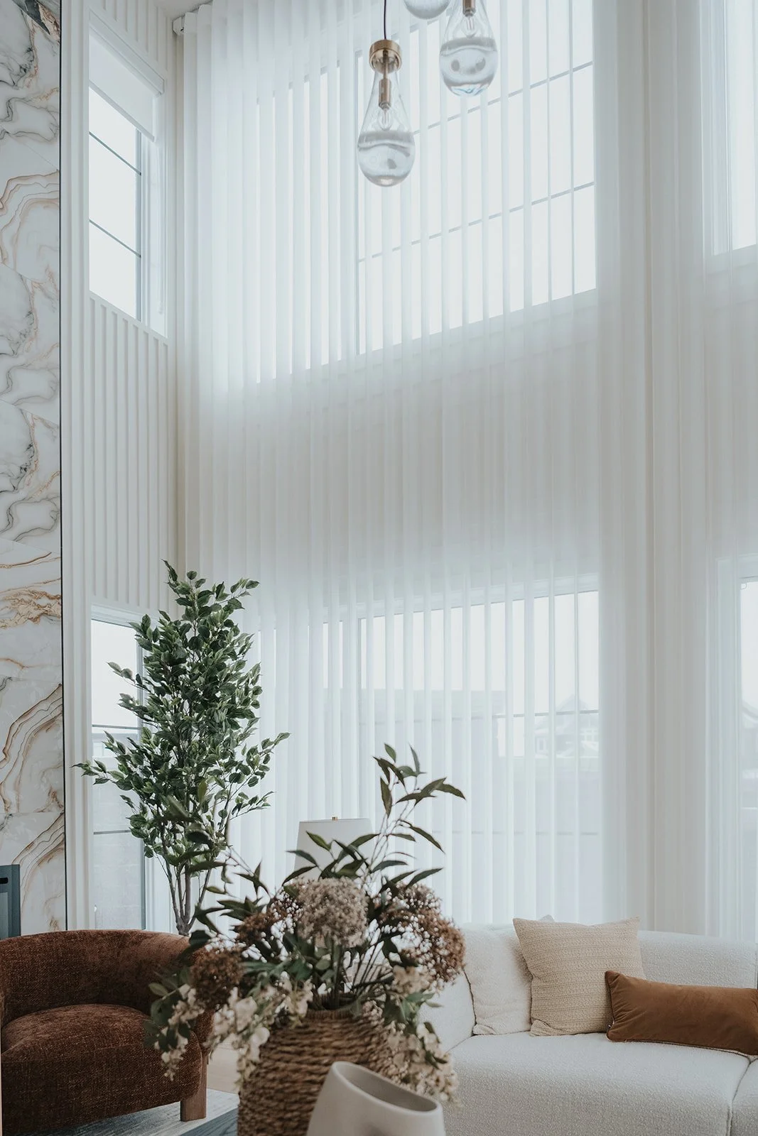 Top down large vertical sheer curtains