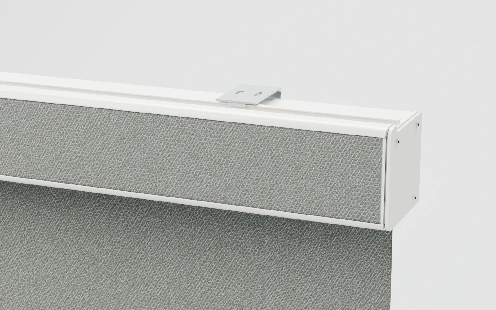 Close-up of woven fabric inserted into the Novo cassette fascia and its right end cap